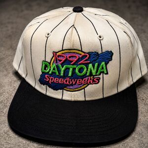 VINTAGE 1992 DAYTONA SPEEDWEEKS SNAPBACK HAT NASCAR USA NEON CAP